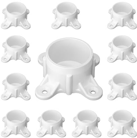 12 Packs PVC Flange for 1-1/2 PVC Pipe, Table Screw Caps Fittings for DIY Rod Holder Projects, Making Storage Shelves, Support Feet