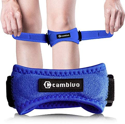 CAMBIVO Genouillère Rotulienne Réglable 2 Pièces, Genouillère Sport, genouillere Sangle Support Genou, Sangles de Genou pour Tendon Rotulien, Soutien des Genoux, Fitness, Sport, Running