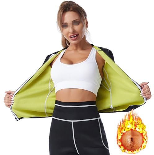 Weyot Vêtements De Sudation Femme, Haut De Sudation Femme, Sudation Chemise Top Manches Longues Sauna Shapewear, Tee Shirt Sudation Femme Corset en Néoprène pour Fitness Yoga Running,XL,Black