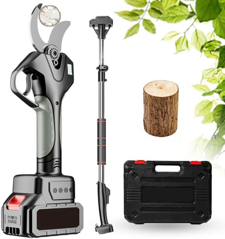 Cplsntaeam Portable Cordless Pruning Shears, Tree Pruner with Extendable Pole, 2000mAh Battery & SK5 Blades, Lightweight Pruner for Gardeners, Tree Branch Cutter,2Batteries