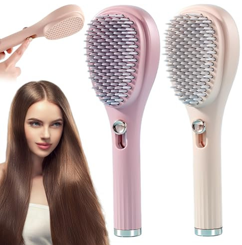2 Stück Haarbürste Ohne Ziepen,Selbstreinigende Haarbürste,Curly Hair Brush mit Einziehbaren Borsten,Ein-Klick-Reinigungskamm,Leicht Kämmbar,Reinigung,Kopfhaut Massieren,Geeignet für Jeden Haartyp