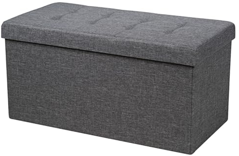 COSTWAY Sittpall med förvaringsutrymme, vikbar sittbänk, skobänk med avtagbar behållare och vadderad sits, sittkista för vardagsrum, sovrum och entré (mörkgrå)