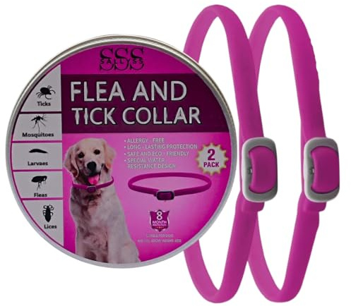 SALLYSS Collare Antiparassitario per Cani – 2 Pezzi – Protezione Naturale con Citronella e Menta – Efficacia fino a 8 Mesi – Impermeabile, Regolabile, Formula Sicura (Pink)