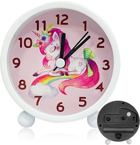 YeahBoom Sveglia Bambini,Sveglia Silenziosa,Analogica Senza Ticchettio,Batteria,per Ragazzi e Ragazze
