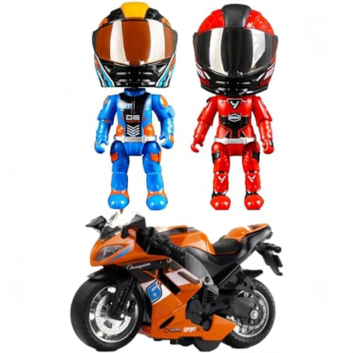 3pcs Q Version Motorcycle Helmet, Rider Exquisite Model Deformable Toy, Toy Figure Motorcycles, Alloy Helmets, Transforming Racing Drivers Toys, Gifts, Decorations