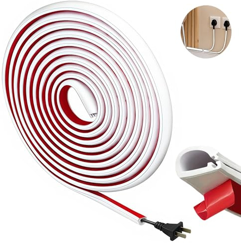 msymsyu 3,5 m x 7 mm kabelkanal vit självhäftande, flexibel kabelschack | 3,5 m x 7 mm halvcirkelformad kabelslang PVC för kabeldragning kabelskydd kontor hushåll elektrisk installation
