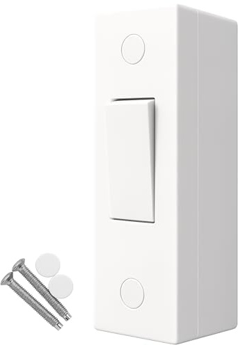 1 Gang 2 Way Architrave Light Switch with Pattress Box – 10Amp, 250V AC, BS EN 60669-1 Compliant, Dual Earth Terminals, Top Access Wiring, Contoured Wall-Fit