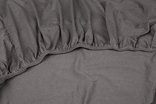 Kayori Shizu Perkal Spannbettlaken 40cm Steg Größe 90-100x200-220cm Farbe Anthrazit Uni Einfarbig Topper Baumwolllaken Betttuch Spannbetttuch Percale-Baumwolle Boxspringbett
