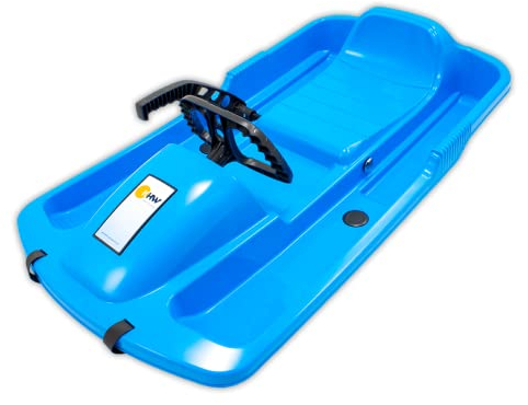 KHW | Lenkschlitten Snow Fox | Iceblue | 95 cm | TÜV-geprüft | inkl. Zugseil | ausgefeiltes Lenksystem | kälte- und lichtbeständiger Kunststoff | Made in Germany