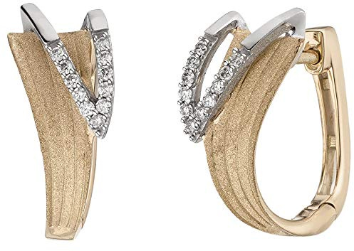 Jobo Damen-Creolen aus 14 Karat 585 Gold Bicolor mit 22 Diamanten