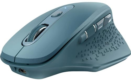 Trust Ozaa Wiederaufladbare Funkmaus, Kabellose Maus, Daumen Scrollrad für Horizontales Scrollen, Ergonomisch, 800/1200/1600/2400 DPI, Wireless Mouse für PC, Laptop, Computer, MacBook - Blau