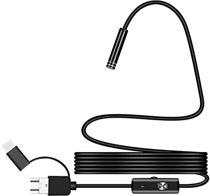 Kisbeibi Endoscope 3 en 1 Borescope Caméra d'inspection avec 6 lumières LED, étanche IP67, caméra flexible à canal flexible pour appareil Android Phone Tablette (2 m)