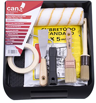 KIT RODILLO ANTIGOTEO (7) Set Completo Rodillos Pintura Antigoteo - Rodillo y Brocha pintura paredes y techos - Rodillo Antigota, Brochas Pintura, Bandeja, Espátula, Cinta y Film pintor.
