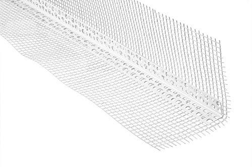 LEMAL Putzschienen PT10, PVC Kunststoff weiß, Armierungsgewebe außen (2 Meter / 1 Leiste)- Gewebeeckwinkel Eckschutzschiene Innenputz Putzgewebe außen