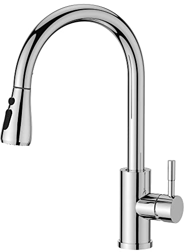 FORIOUS Grifo Cocina Extraible, Grifo Cocina Fregadero con 3 Modos Giratorio a 360° Torneira Cozinha Monomando, Cromo Pulido