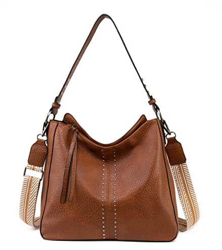 Montana West Bolso Hobo para mujer, bolso cruzado de cuero, bolso de hombro elegante para mujer, Actualización especial marrón