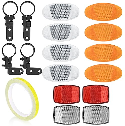 Yukaiwn 13 STK Fahrrad Reflektor Set, Fahrrad Katzenaugen Reflektoren Vorne und Hinten Set, Fahrrad Rückstrahler, Speichenreflektoren für Mountainbike MTB Motorrad Kinder Fahrrad, mit Reflektorband
