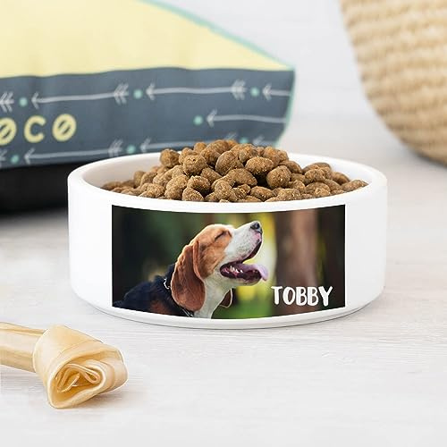 Wanapix | Ciotole Personalizzate per Cani e Gatti | Con Nome e Foto | Ciotola in Ceramica per Cibo e Acqua | Antiscivolo | 15x5,8 cm | 100% personalizzabile