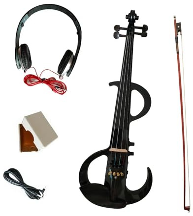 Professionisti Violino Set Violino Elettrico Con Raccordi Violino Con Custodia Rigida Acousti Arco Per Violino Cavo Per Cuffie Custodia Per Il Trasporto Accessori (Color : Upgraded black)