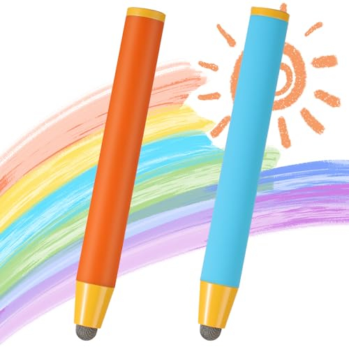 Giantree 2er Pack Touchscreen Stift für Kinder, Gummi Touchscreen Stift Stylus Tablet Stift für Kinder kompatibel mit Allen Handys und Tablets Frühpädagogische Maschine (Seeblau + Orange)