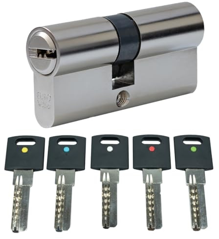 FELGNER Cilindro doble XCOLOR | Cilindro de cierre con función de emergencia y peligro | Cilindro para puerta de casa | incluye 5 llaves con punto de color | 30/40 mm (40/30 mm)