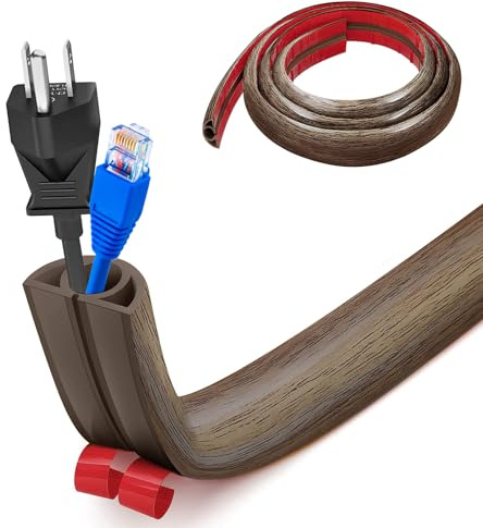 Petit passe-câbles flexible, pont de câbles de sol autocollant, 1 m x 2 cm, cache-câbles flexible, protection de câbles, conduit de câbles, facile à couper, montage pour tous les câbles d'alimentation