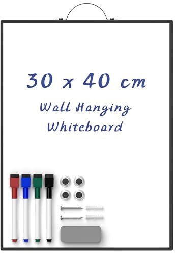 Nicpro Dry Erase Mini Whiteboard A3, 30 x 40 cm Double Sided Small Magnetic Desktop White Board with Stand, 8 Pens, 1 Eraser,4 Magnet, Portable Board Easel for Kids Students School Supplies Office