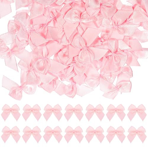 Lnngub 100pcs Mini Fiocco Rosa Piccolo Fiocco Artigianato 2.5x2.5cm Fiocco Decorativo Poliestere per Fai da Te Artigianato Confezione Regalo Acconciature Matrimonio Feste Caramelle