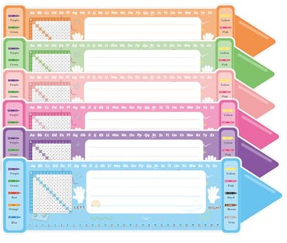 42 st skrivbordsklassrum student namnskyltar taggar 36,8 x 10,16 cm självhäftande namnetiketter lärare namnskyltar färgglada krittema klassrum dekor för tillbaka till skolan väsentligheter