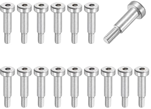 QUARKZMAN 16pcs Tornillos Hombro Acero Inoxidable 304 Diámetro Hombro 5mm Longitud Hombro 14mm Roscado M4x0.7 Tornillos Hombro Con Cabeza Hexagonal Para Industrias Maquinaria Moldeo