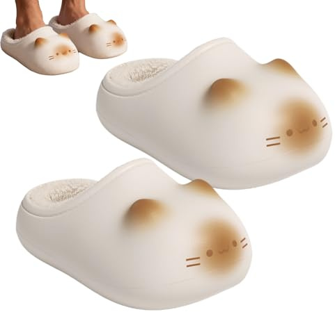 kdkskss Pantoufles En Coton Patte De Chat, Pantoufle En Coton Imperméables Pour Mignon, Pantoufle De Couple Imperméables Et Antidérapantes Pantoufles Chaudes Doublées De D'hiver