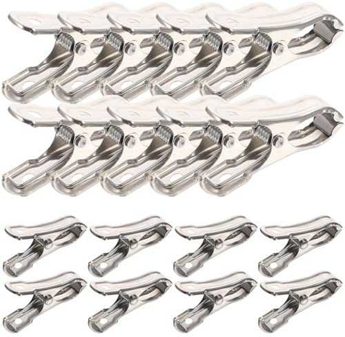 YARNOW 40 Unidades Pinzas de Jardín de Acero Inoxidable 5,5 Cm con Resorte, Paquete, Clips para Invernadero y Red de Sombreado, Accesorios Resistentes para Fijación en Exteriores y