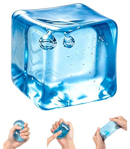5.5cm Ice Cube Squishy Fidget Toys for Kids 3+ Teens & Adults, Soft Squeeze Sensory Toys for Stress & Anxiety Relief, Squishy Toy Classroom Prizes Party Favors to Help with Focus and Calm