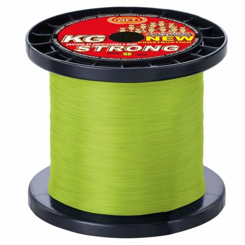 WFT 0,12mm 15kg Strong Chartreuse - 1000m geflochtene Angelschnur, Schnur zum Spinnfischen, Geflechtschnur