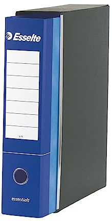 Esselte ESSENTIALS G75 Registratore con Custodia, con Meccanismo a Leva, in Formato Protocollo con Dorso da 8 cm, Blu, Conf.da 6 pezzi, 390775050