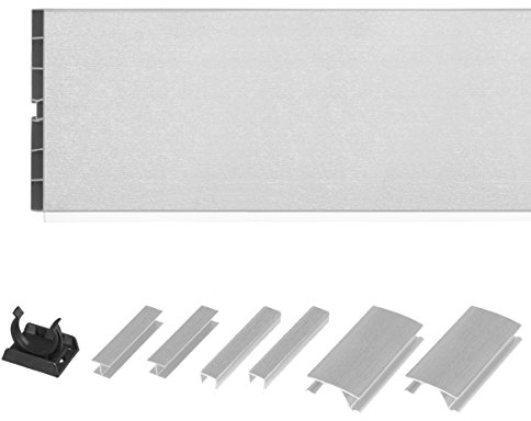 HOLZBRINK 150 cm Zócalo para Muebles Zócalo de Cocina Zócalo para Cocina empotrada Sistema de Zócalo de cocina Altura: 100 mm Color: aluminio cepillado - HBK10