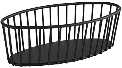 APS Urban cestino rotondo in metallo, (L x P x A) 21 x 10 x 7 cm, cestino per pane, cestino per frutta, cestino per verdura, impilabile, lavabile in lavastoviglie, Nero