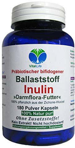 Ballaststoff Inulin 180 Pulver Kapseln Natur Pur NICHT hochdosiert KEIN Extrakt OHNE Zusatzstoffe OHNE Füllstoffe. 26335