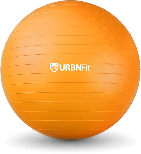 URBNFit Exercise Ball - Balance Balls (Ballon Exercice) Yoga, Pilates, Fitness, Stability, Workout, Home Fitness Equipment - Anti-Burst Swiss Ball Chair w/Pump (65CM Orange)