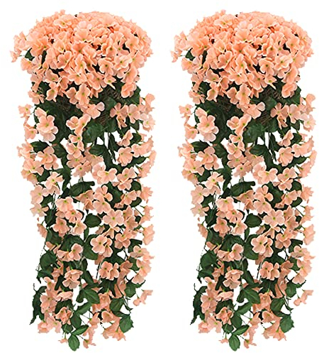 Fycooler Wall Plants Artificial Wisteria Artificial Flowers Faux Vine Greenery Hanging Vines Flower Garland -Artificial Ivy Garland Plastic Plants for Wedding Party Home Garden Balcony Decor-2X90cm