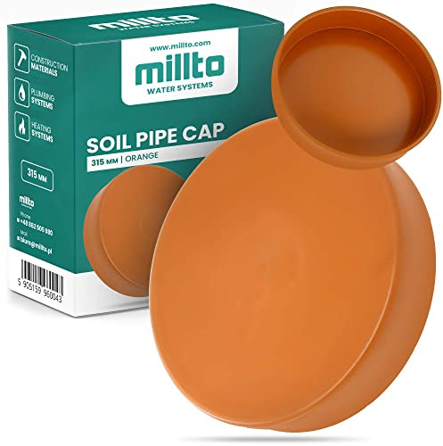 Millto™ Tappo di chiusura per tubo di terra con presa inserto a innesto, coperchio a foro di arresto, tubo di terra in polipropilene arancione, raccordo a innesto 315 mm