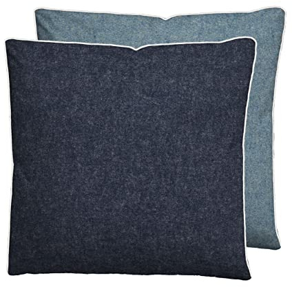 biberna Melange-Flanell Kissenbezug 40x40 cm, 100% Baumwolle, Biber, Flanell wärmend, weich & kuschelig, Reißverschluss, mit Paspel, Winter & Herbst, Uni, blau, Modell 0840500