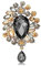 Oenothera Brosche mit Anhänger, Kristall Brosche, Schwarzgold Brosche, Dekoration von Frauenkleidung, für Frauen Freundin Partei Dekoration Geschenk