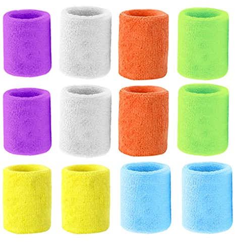 12 Stück Schweißband Handgelenk,Sport Schweißband für Männer und Damen, Absorbierende Schweissband, für Fußball, Tennis, Laufen