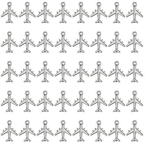 JKJF 40 Pcs Airplane Charms Pendants Aircraft Pendants Vintage Aeroplane Charms Pendant for DIY Crafts Bracelet Earrings Necklace Jewelry - Silver