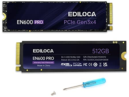 EN600 Pro SSD 512GB PCIe 3.0x4, NVMe M.2 2280, hasta 3500MB/s, Unidad de Estado sólido Interna, Caché SLC NAND 3D TLC, Etiqueta de enfriamiento de grafeno, Almacenamiento para Escritorio y portátiles