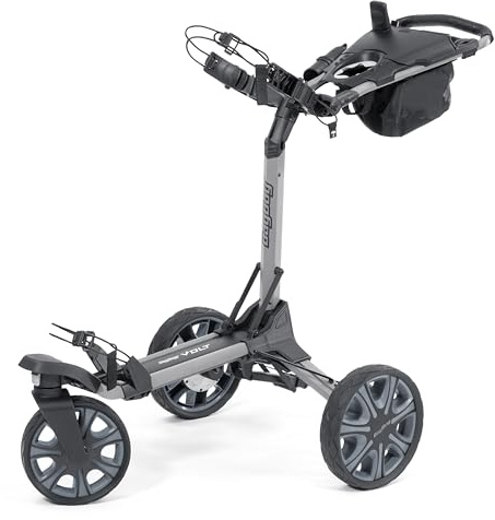 Bag Boy Volt Electric Golf Push Cart | Compact Remote Controlled Trolley with 36 Hole Lithium Battery, 9 Speeds, Excess Storage Space, Anti-Tip 4th Wheel, 2 Step Fold and TrueLine Tracking