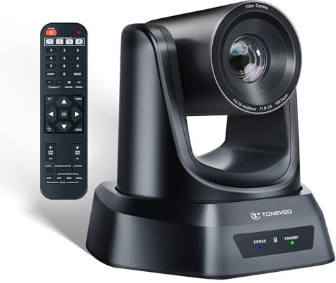 TONGVEO HDMI PTZ Camera 10X Optical Zoom, Church Live Streaming USB 1080P 60fps Camera for Worship Services Online Conference, Works with Zoom, Skype OBS Easy to Set Up