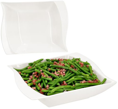 MamboCat Ivory 2er Set Servierschale rechteckig I 1L I elfenbeinweiße große Porzellan-Schüssel für Obst, Kartoffeln, Beilagen, Gemüse, Dessert, Salat & Co.