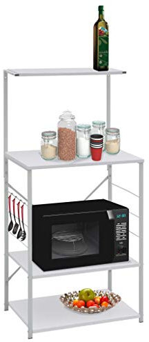 LLEZKBR Furniture Select Mikrowellenschrank, weiß, 60 x 39,6 x 123 cm, Holzwerkstoff